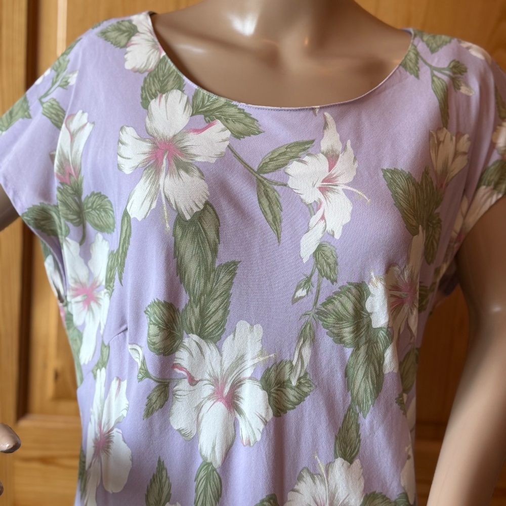 Vintage Kaua’iana Hawaiian Maxi Dress XL Tropical Floral Rayon Handkerchief Hem - Picture 5 of 15